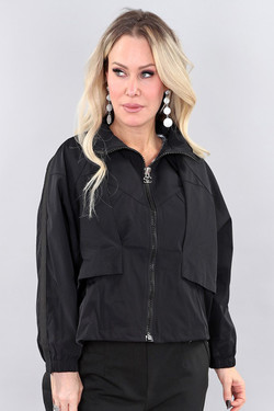 Front of the Short Zip-Up Jacket style 5981 from Michael Tyler in the color black
