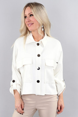 Front of the Button-Up Jacket with Big Pockets style 5978 from Michael Tyler in the color ivory