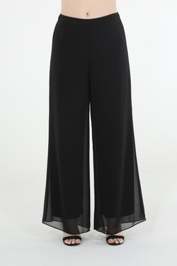 Front of the Chiffon Pull-On Wide Leg Pants style P1925 from Last Tango in the color black