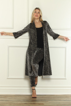 Front of the Burnout Velvet Animal Print Duster style MS1961-265 from Last Tango in the animal multi print