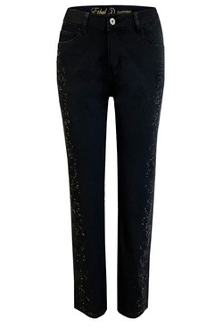 Front of the Midnight Magic Side Bling Jeans style Z11LBLKS from Ethyl in the color black