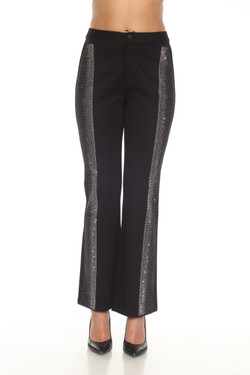 Front of the Side Bling Flare Pants style Z13307 from AZI Jeans in the colors black and silver