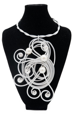 Silver & Pearls Twist Wire Necklace SKU 29483 from Jeff Lieb