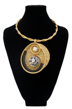 Gold Textured Twist Wire Statement Necklace SKU 29573 from Jeff Lieb