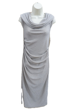 Front of the Boat Neck Dress With Side Slit style MS1765-263 from Last Tango in the color champagne