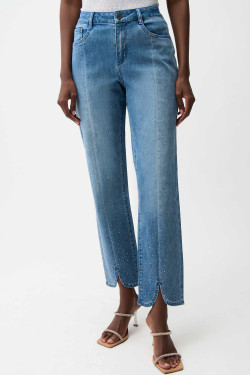Front of the Slim Leg Jeans With Rhinestone Detail style 261954 from Joseph Ribkoff in the medium blue color