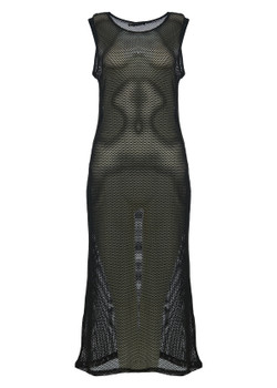 Front of the Marfa Net Dress style NW-1938 from Kozan in the color black