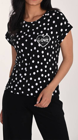 Front of the Polka-Dot Love Tee style 266102 from Frank Lyman in the colors black and white