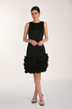 Front of the Ruffle Hem Sheath Dress style 268518 from Frank Lyman in the color black