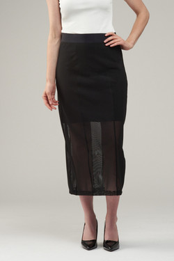 Front of the Mesh Overlay Skirt style BCS8767 from Insight in the color black
