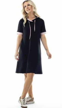 Front of the Hoodie Dress style 625-5138 from Pure Essence in the colors black and blush