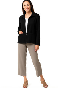 Front of the Casual Zip Jacket style 6257086 from Pure Essence in the color black