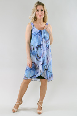 Front of the Printed Chiffon Overlay Dress style 310 from Michael Tyler in the multicolor print