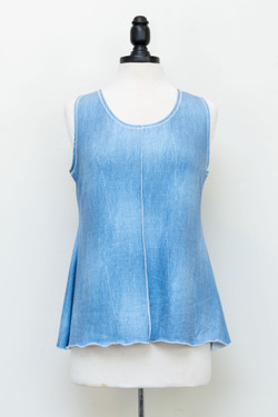Front of the Sleeveless Scoop Tank style 402 from Vine Street in the color denim