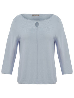Front of the Lightweight Keyhole Sweater style 26305 from Dolcezza in the color light blue