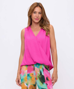 Front of the V-Neck Twisted Hem Tank style MS1886AF from Last Tango in the color berry