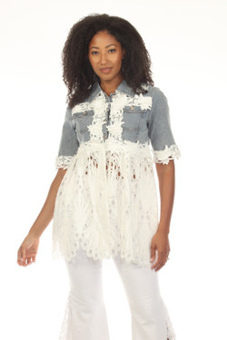 Front of the Lace Bottom Jacket style Z13460 from AZI Jeans in the color
