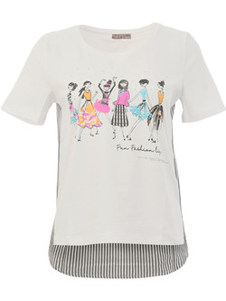 Front of the Fun Fashion Striped Tee style 26669 from Dolcezza in the color white