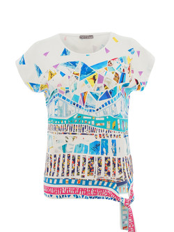 Front of the A Thousand Colors Side Tie Top style 26671 from Dolcezza in the multicolor print