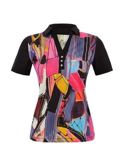 Front of the Baisti Print V-Neck Top style 36291 from Dolcezza in the multicolor print