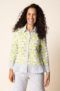 Front of the Crinkle Crepe Button-Up Shirt 21622 from Habitat in the leaf print