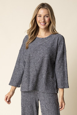 Front of the Pasadena Stripe Pacific Seam Top style 21537 from Habitat in the color black