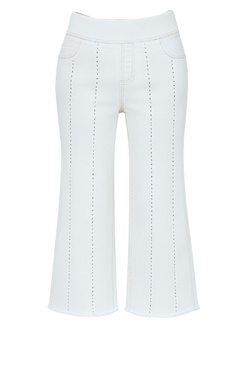 Front of the Stardust Wide Leg Cropped Capris style P601WHB from Ethyl in the color white