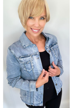 Front of the Dream Jean Jacket style JK1842 from Ethyl in the color blue