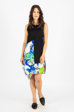 Front of the Picasso Face Print Tank Dress style FC261208 from Fashion Concepts in the multi print