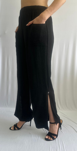 Side of the Side Split Ankle Pants style 205601 from Soft Works in the color black