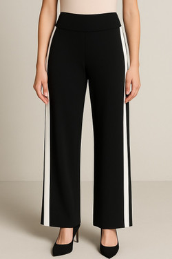 Front of the Side Stripe Palazzo Pants style P12363 from Eva Varro in the colors black and ivory