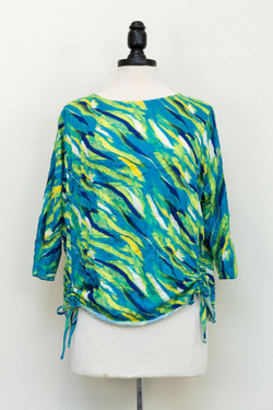 Front of the Ruched Side Crinkle Tee style 771 from Vine Street in the marine print