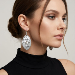 Silver Chunky Oval Pendant Earrings SKU 30706 from Jeff Lieb