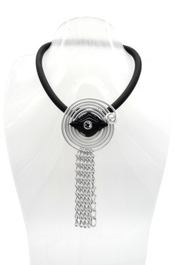 Silver Chain Link Rubber Statement Necklace SKU 30728 from Jeff Lieb