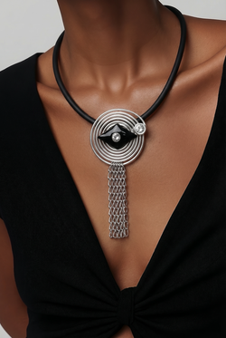 Silver Chain Link Rubber Statement Necklace SKU 30728 from Jeff Lieb