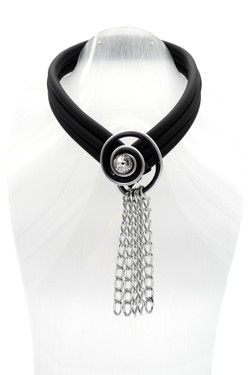 Silver Chain Link Multi-Strand Rubber Necklace SKU 30729 from Jeff Lieb