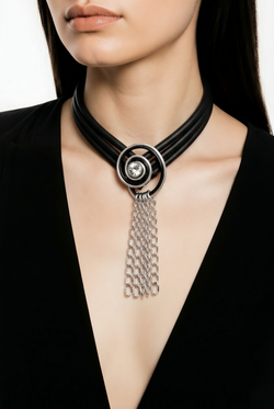 Silver Chain Link Multi-Strand Rubber Necklace SKU 30729 from Jeff Lieb