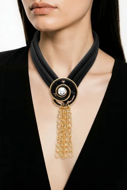 Gold-Tone Chain Link Multi-Strand Rubber Necklace SKU 30730 from Jeff Lieb
