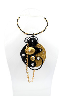 Black & Gold Textured Twist Wire Necklace SKU 30735 from Jeff Lieb