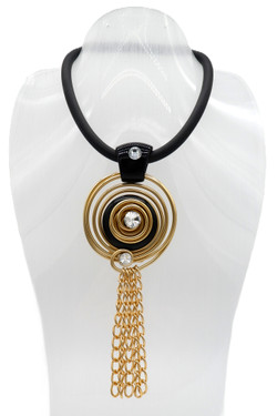 Gold-Tone Spiral Chain Link Rubber Necklace SKU 30752 from Jeff Lieb