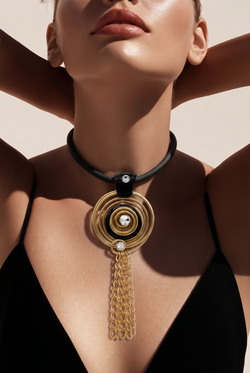 Gold-Tone Spiral Chain Link Rubber Necklace SKU 30752 from Jeff Lieb