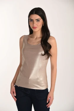 Front of the Metallic Sleeveless Cami Top style 266337 from Frank Lyman in the color gold