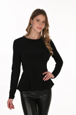 Front of the Classic Peplum Top style 263027 from Frank Lyman in the color black