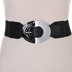 Silver Buckle Elastic Belt style A26300 from Frank Lyman in the colors silver and black