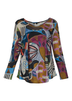 Front of the Abstract Print Demeter Top style VG-4694 from Kozan in the Klee print