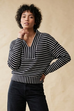 Front of the Milana Half-Zip Top style 421-15925 from Isle in the color pepper