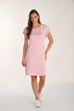 Front of the Bling Bonjour Knit Dress style 261150 from Frank Lyman in the color pink