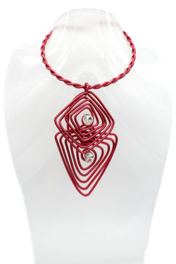 Red Triangular Twist Wire Necklace SKU 31201 from Jeff Lieb
