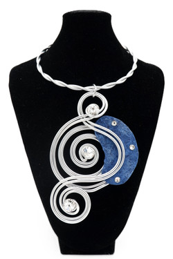 Denim Stone Twist Wire Statement Necklace SKU 31205 from Jeff Lieb