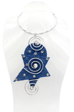 Denim Blue Geometric Twist Wire Necklace SKU 31214 from Jeff Lieb